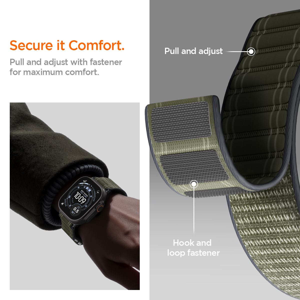 Spigen Fabric Band (hook-and-loop), green - Apple Watch 49mm/46mm/45mm/44mm (15)