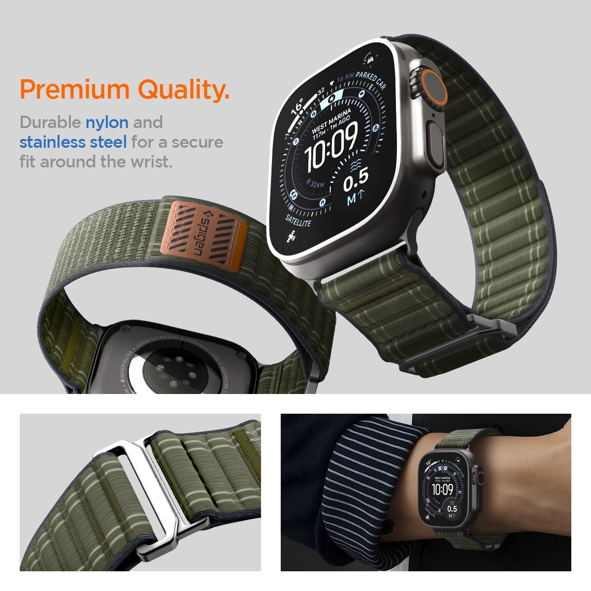 Spigen Fabric Band (hook-and-loop), green - Apple Watch 49mm/46mm/45mm/44mm (16)