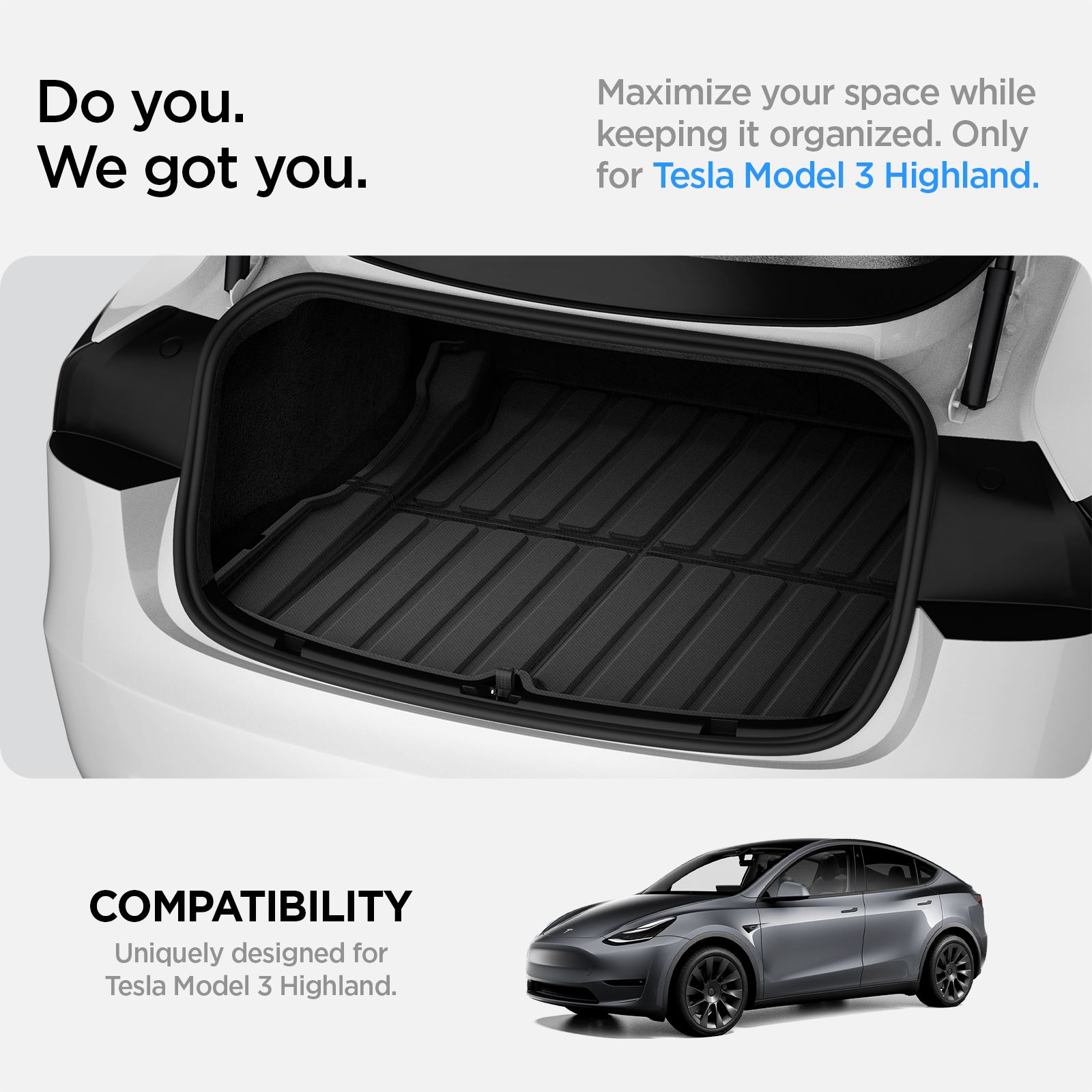 Spigen Tesla Car Mat Rear Trunk, black - Tesla Model 3  (14)