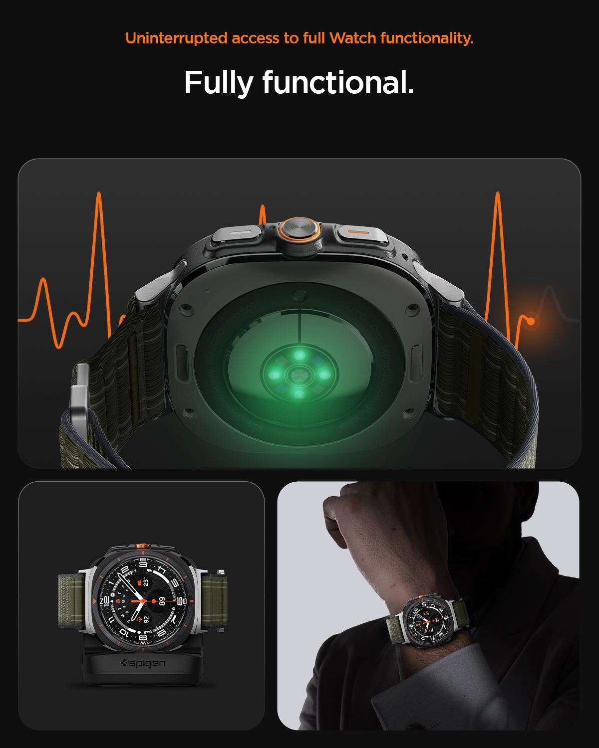 Spigen Fabric Band (hook-and-loop), green - Samsung Galaxy Watch Ultra 47mm (20)