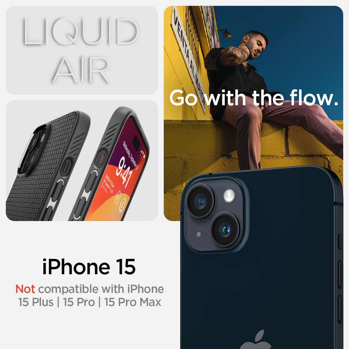 Spigen Liquid Air, matte black - iPhone 15 (14)