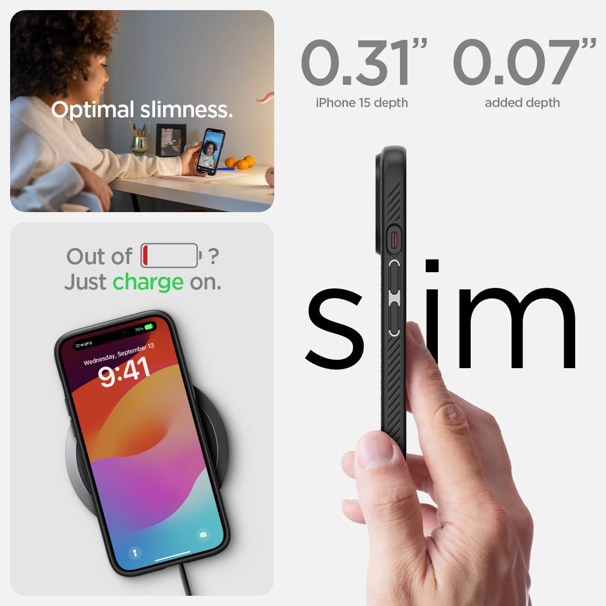 Spigen Liquid Air, matte black - iPhone 15 (18)