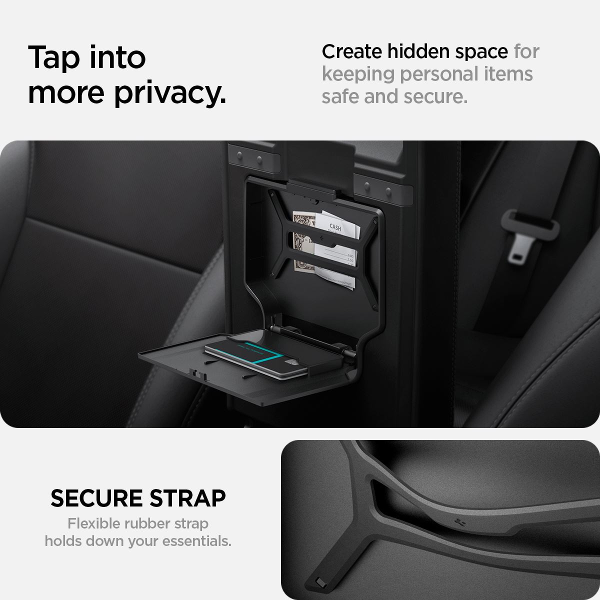 Spigen Tesla Center Console Organizer Hidden Storage Box, black - Tesla Model 3 2024 (10)