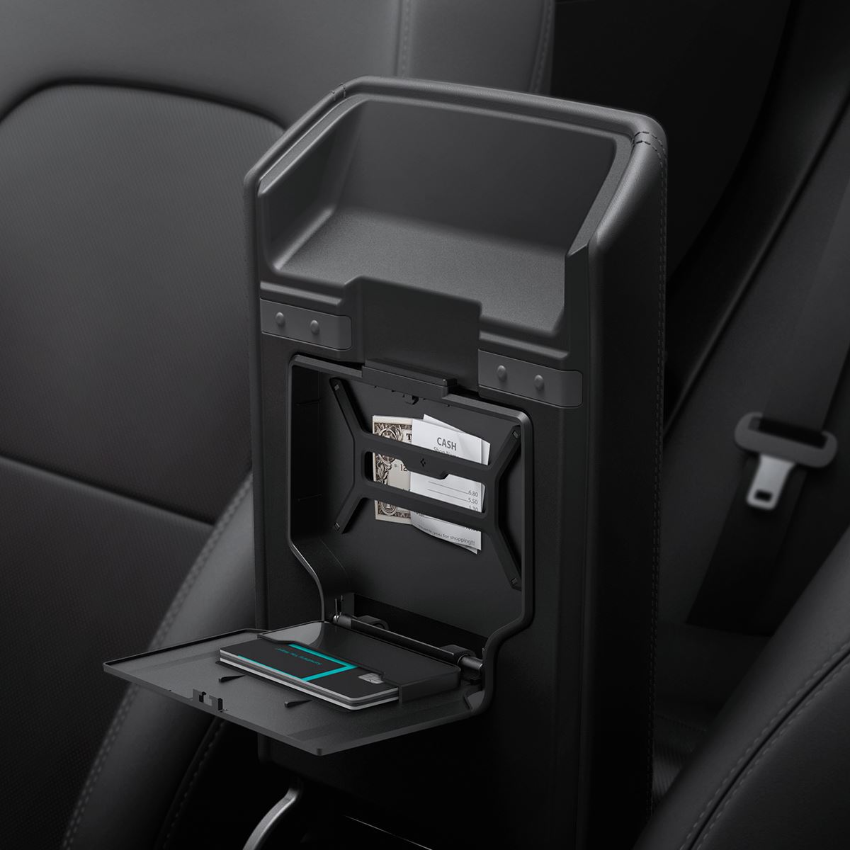 Spigen Tesla Center Console Organizer Hidden Storage Box, black - Tesla Model 3 2024 (17)