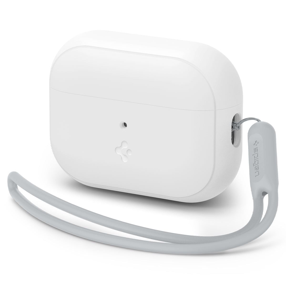 Spigen Case Silicone Fit White + Strap Gray - AirPods Pro (2nd Gen) (1)