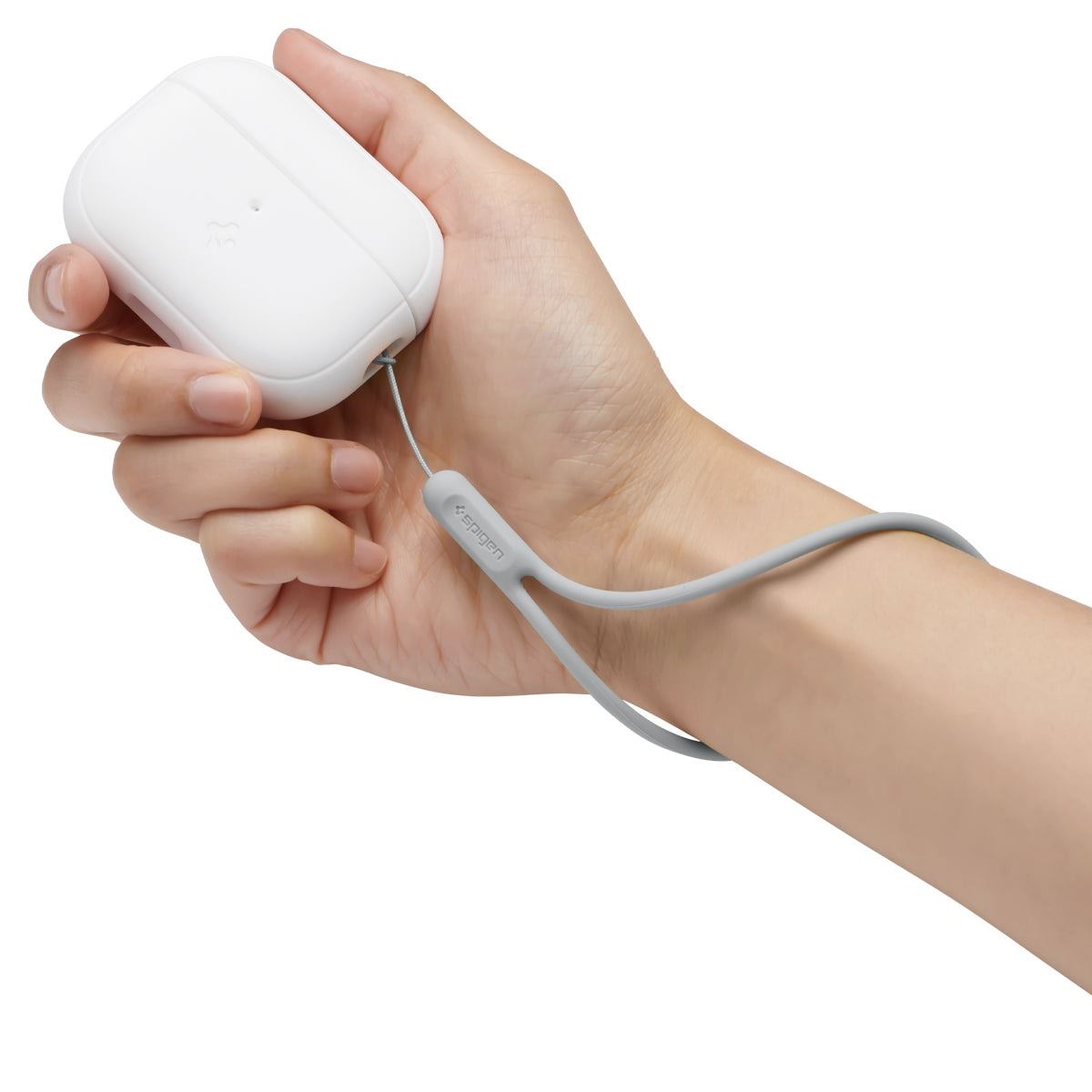 Spigen Case Silicone Fit White + Strap Gray - AirPods Pro (2nd Gen) (10)