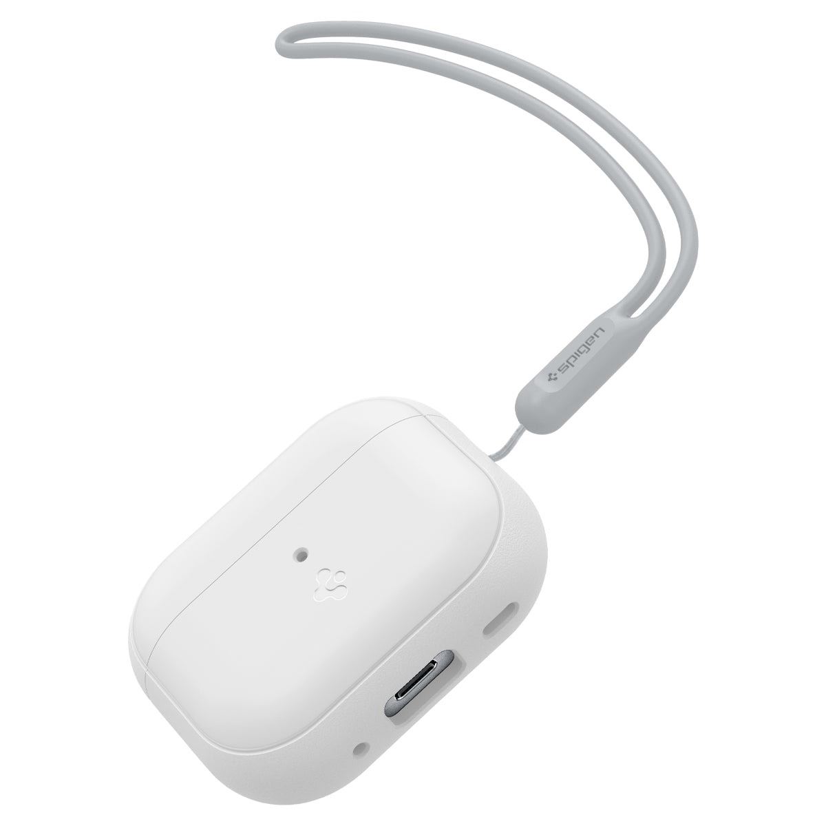 Spigen Case Silicone Fit White + Strap Gray - AirPods Pro (2nd Gen) (2)