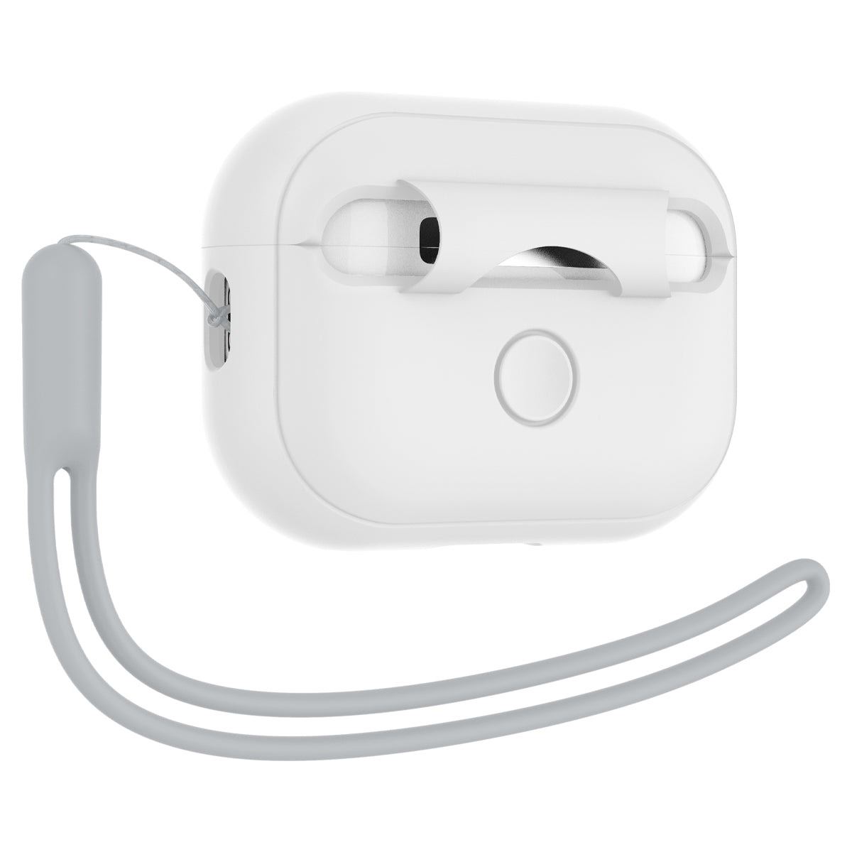 Spigen Case Silicone Fit White + Strap Gray - AirPods Pro (2nd Gen) (6)
