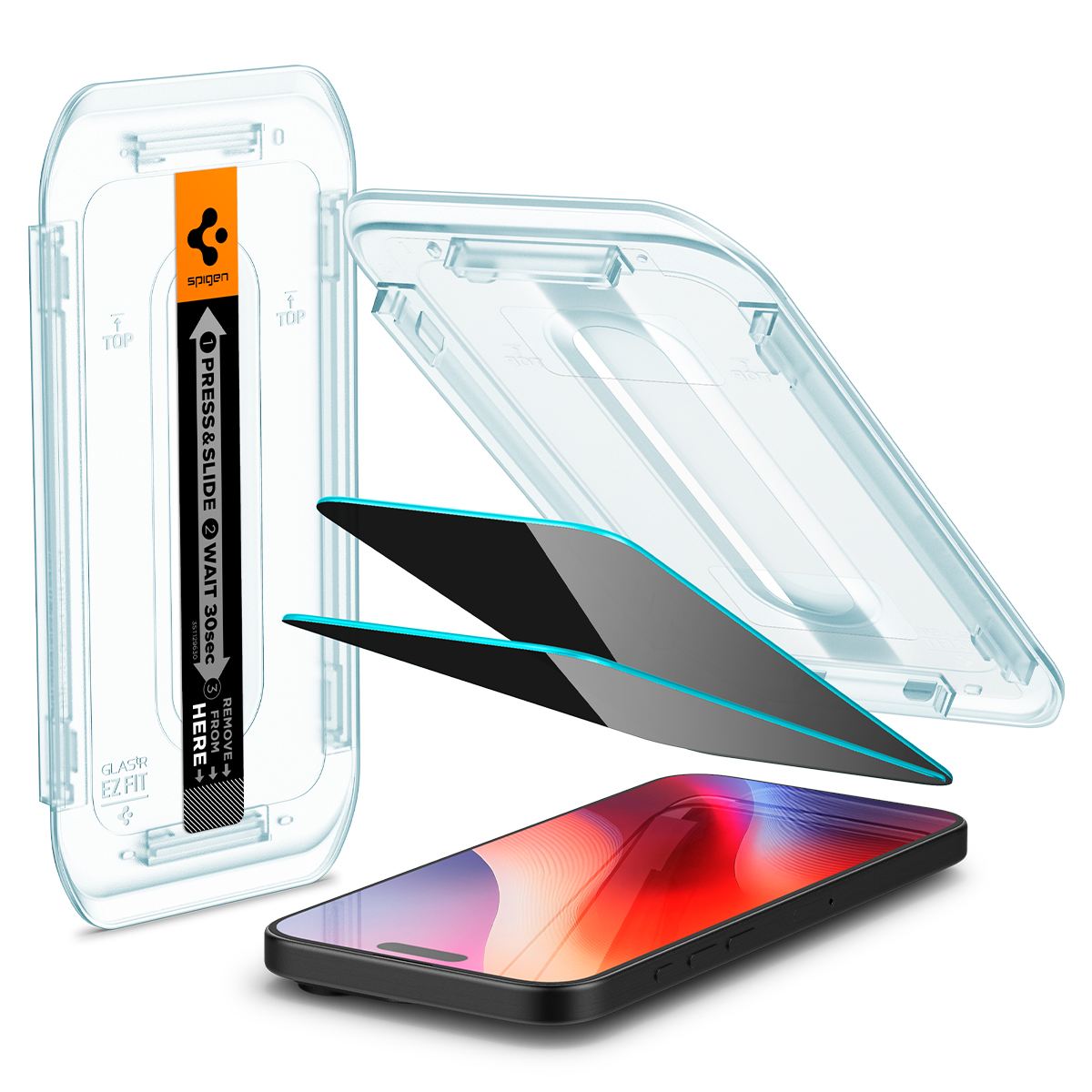 Spigen Glass tR EZ Fit (Privacy) 2 Pack, transparency - iPhone 17/16 Pro / 17 (1)