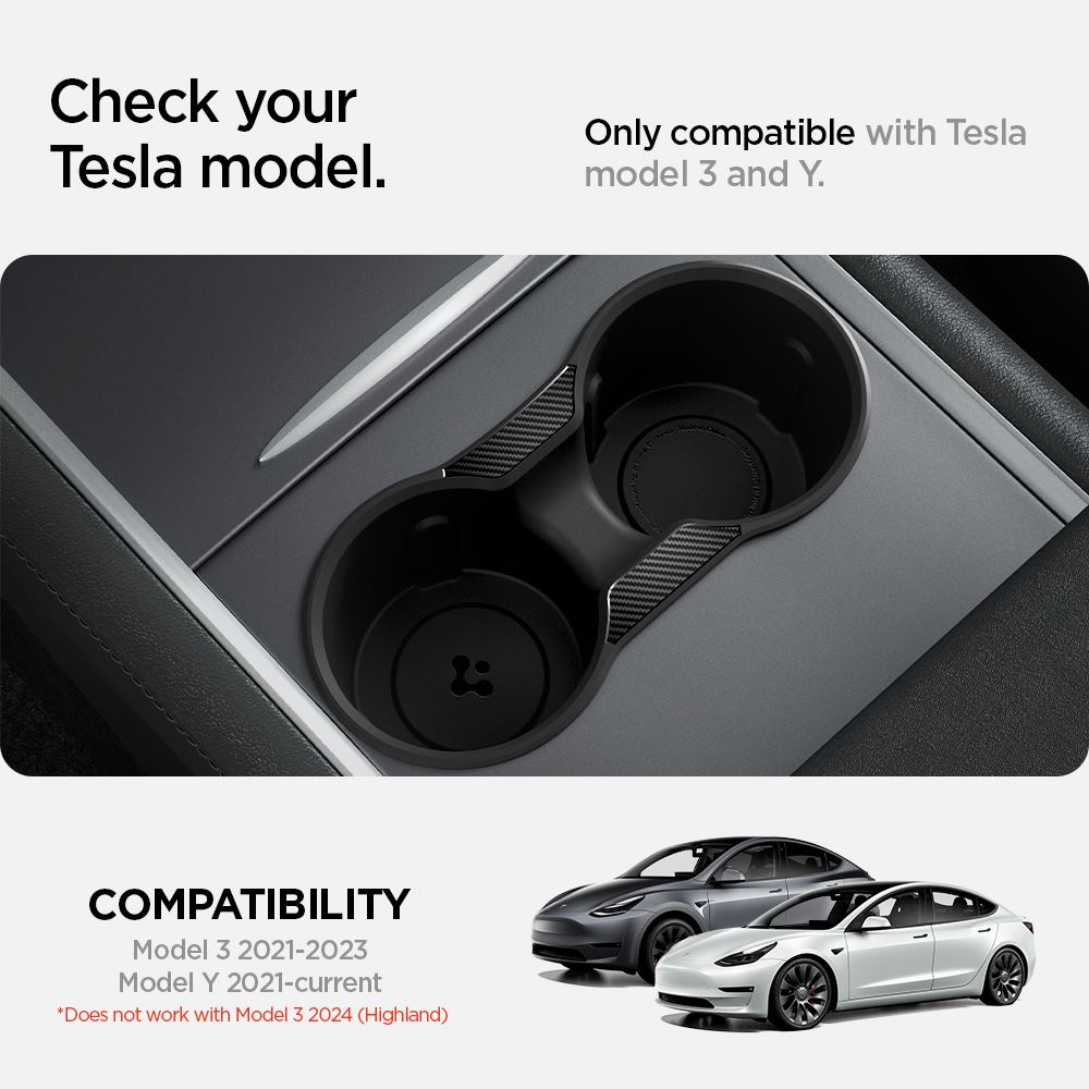 Spigen Tesla Center Console Cup Holder Insert Relaxed Grip - Tesla Model Y/3 (11)