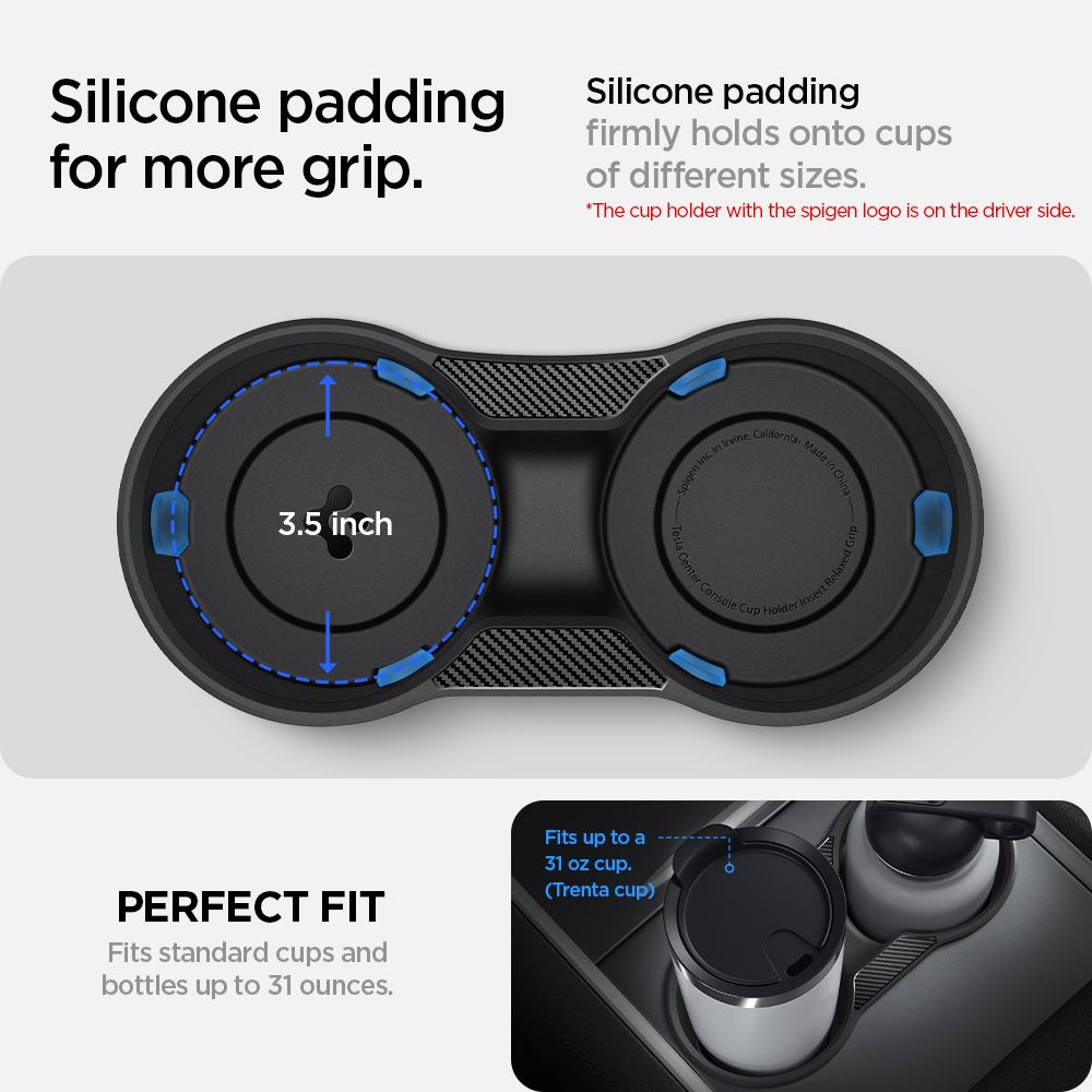 Spigen Tesla Center Console Cup Holder Insert Relaxed Grip - Tesla Model Y/3 (12)