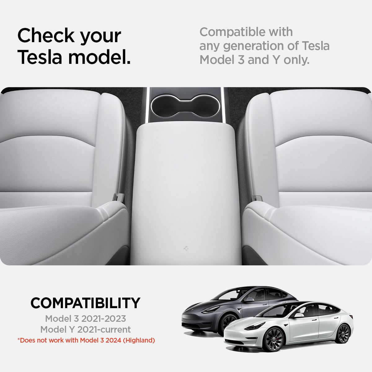 Spigen Tesla Armrest Cushion, white - Tesla Model Y/3 (9)