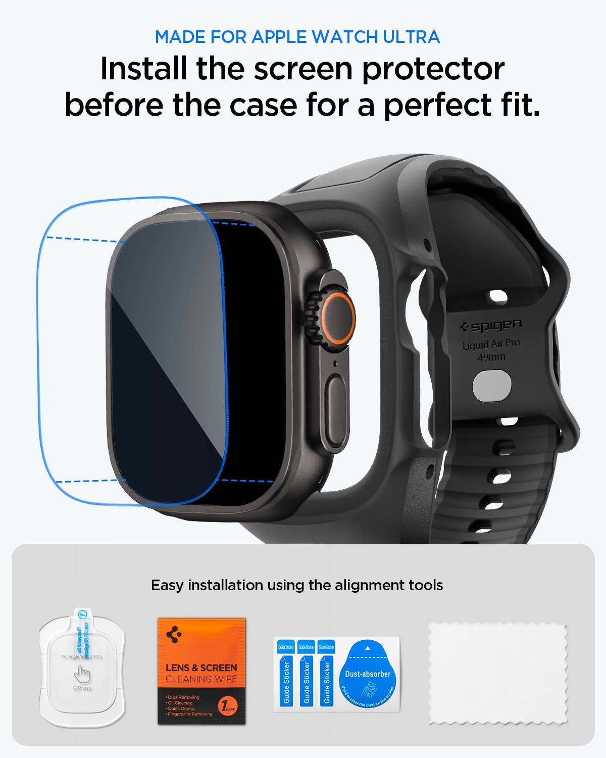 Spigen Liquid Air Pro (w Glass), matte black - Apple Watch Ultra 3/2/1 49mm (19)
