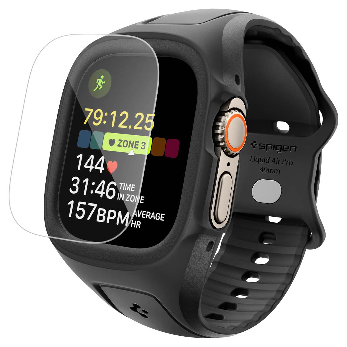 Spigen Liquid Air Pro (w Glass), matte black - Apple Watch Ultra 3/2/1 49mm