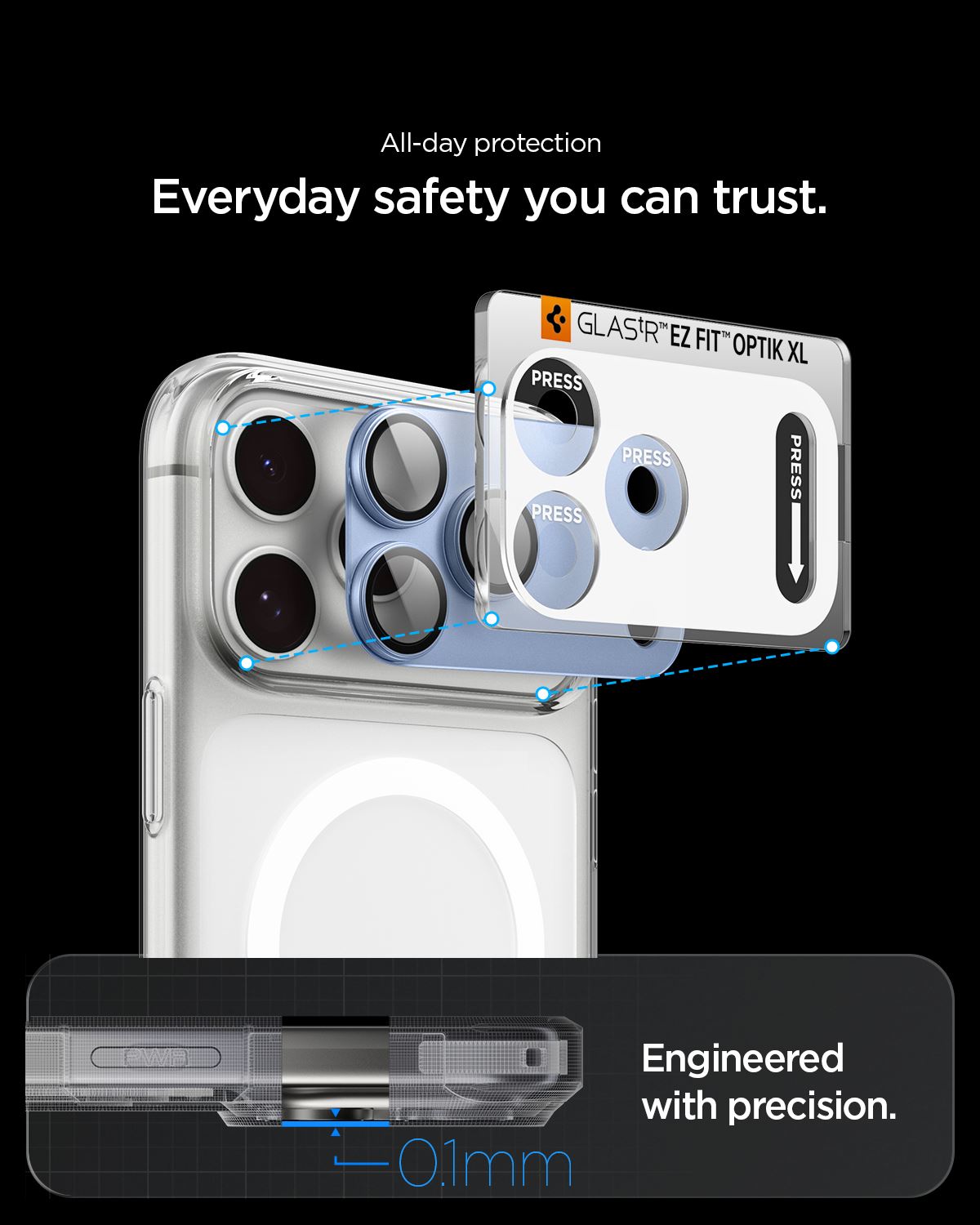 Spigen Glass tR EZ Fit Optik Pro XL 1 Pack, silver - iPhone 18 Pro (12)