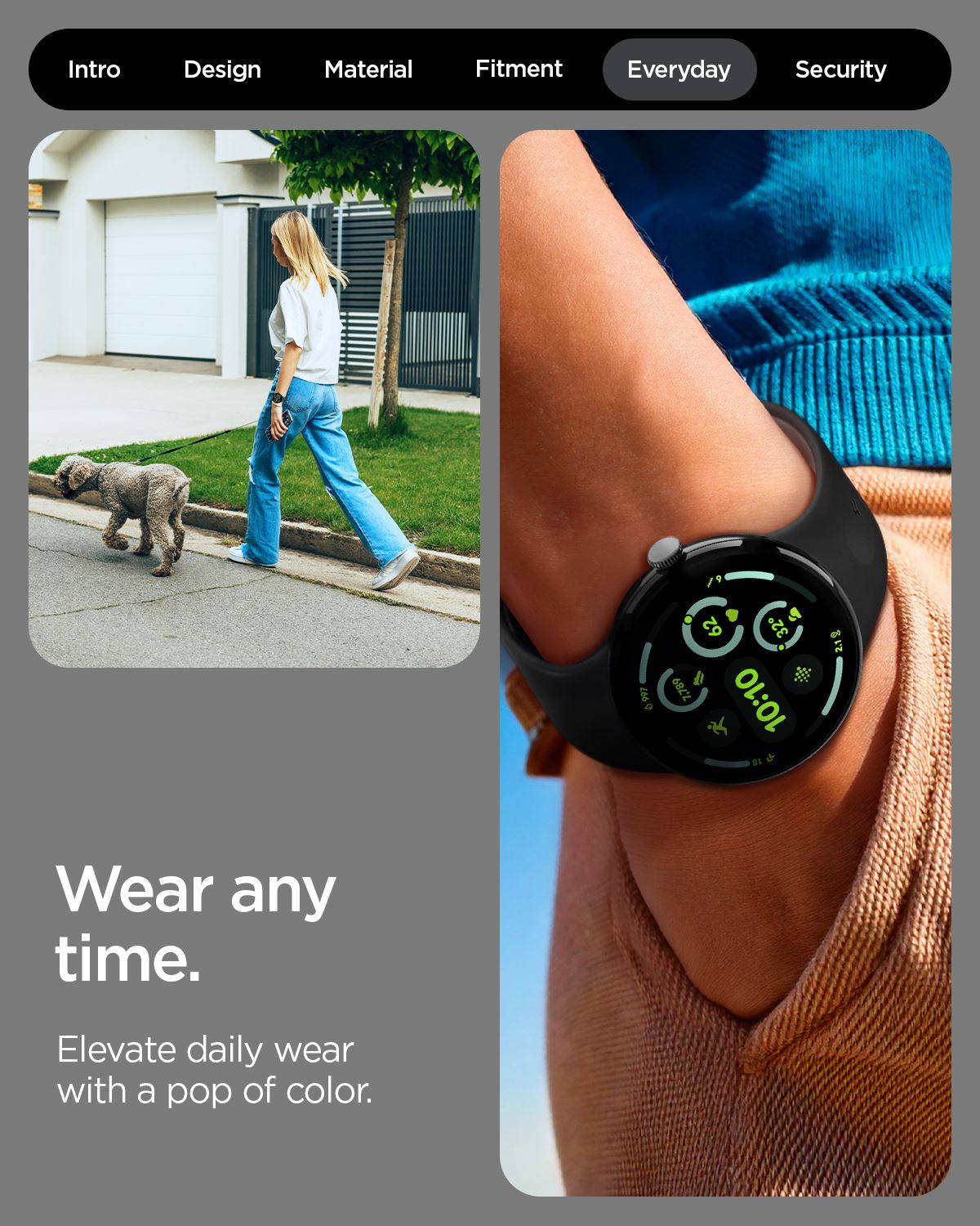 Spigen Nano Pop Band, black sesame - Google Pixel Watch 4/3/2/1 41mm (15)