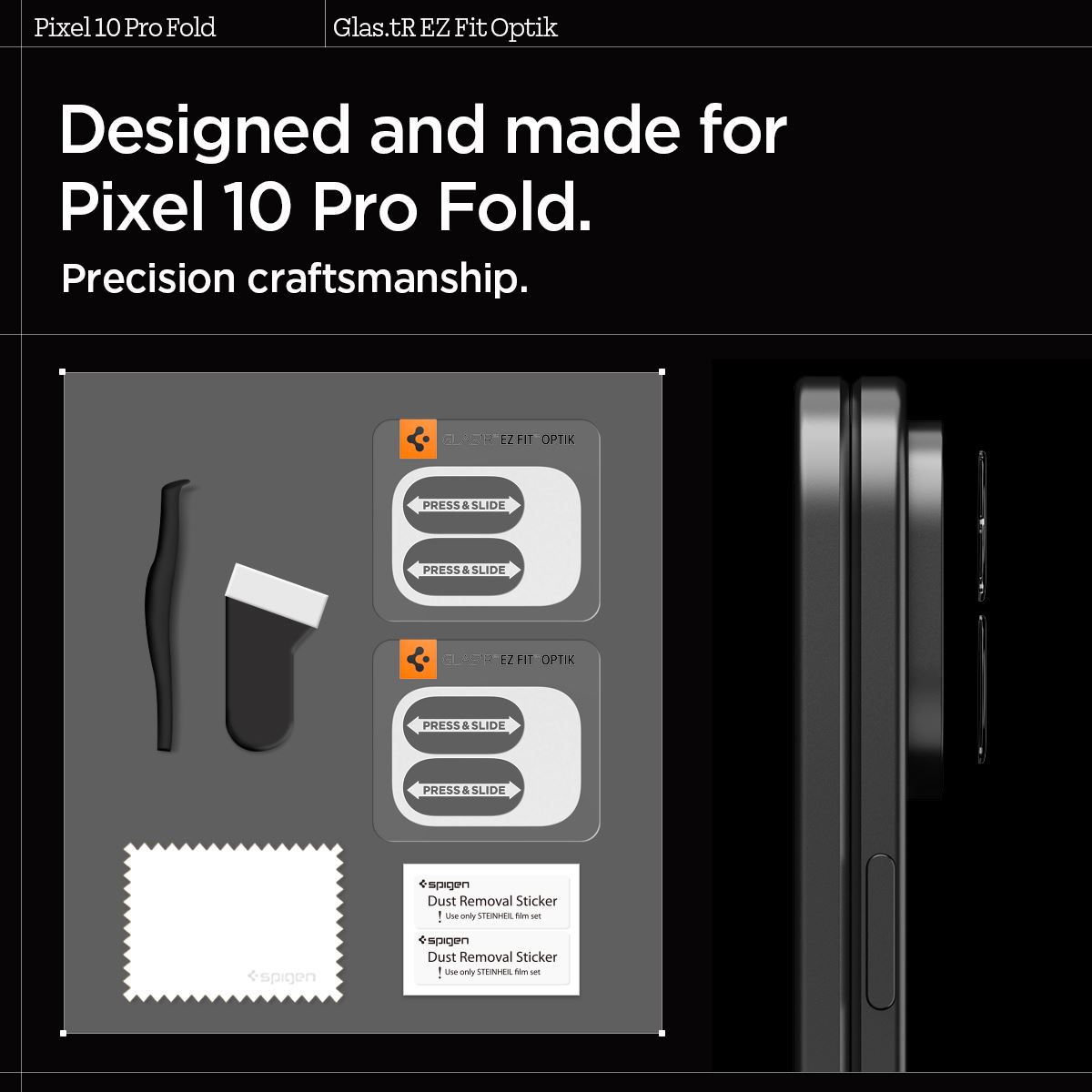 Spigen Glass tR EZ Fit Optik 2 Pack, crystal clear - Google Pixel 10 Pro Fold (6)