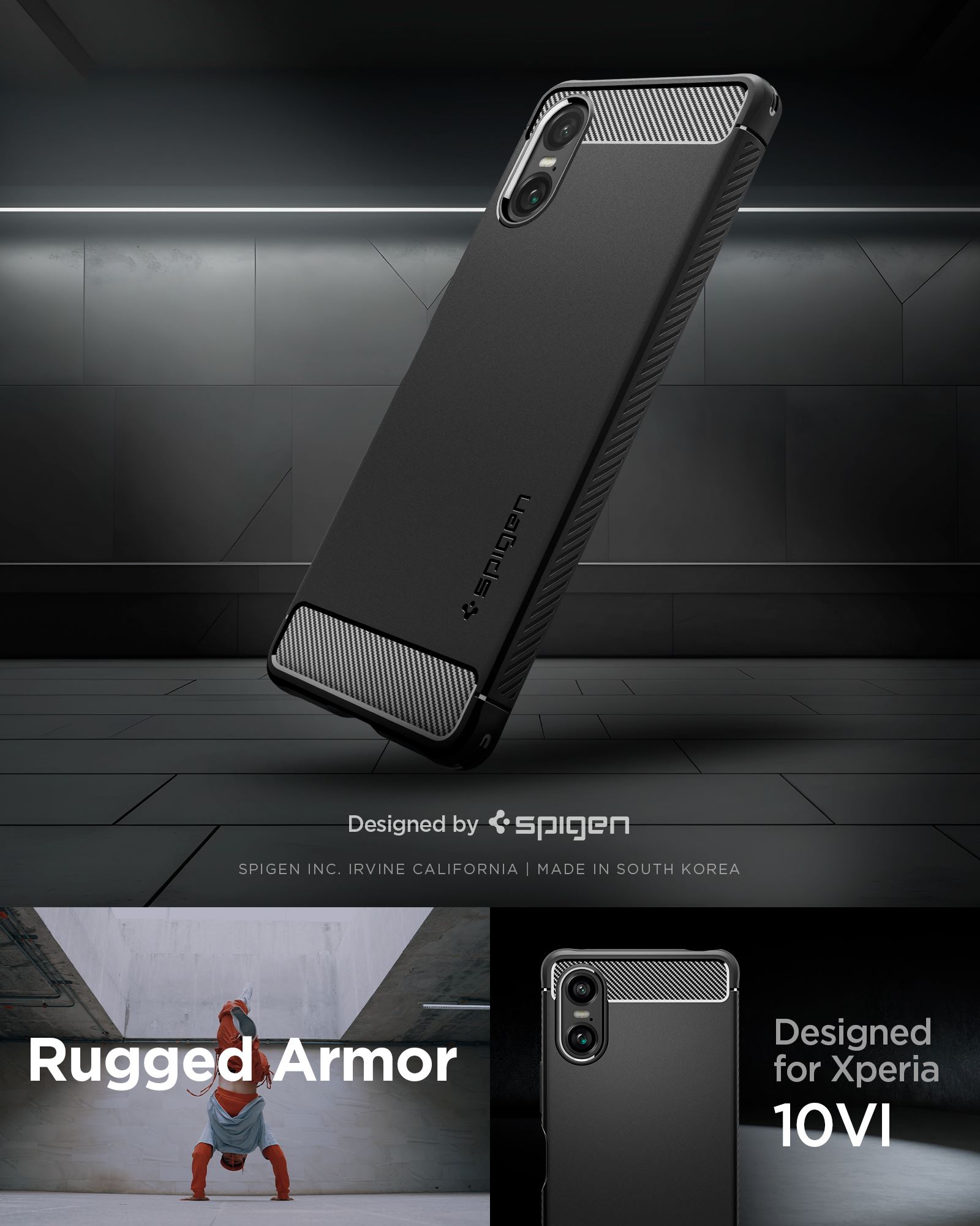 Spigen Rugged Armor, matte black - Sony Xperia 10 VI (6)