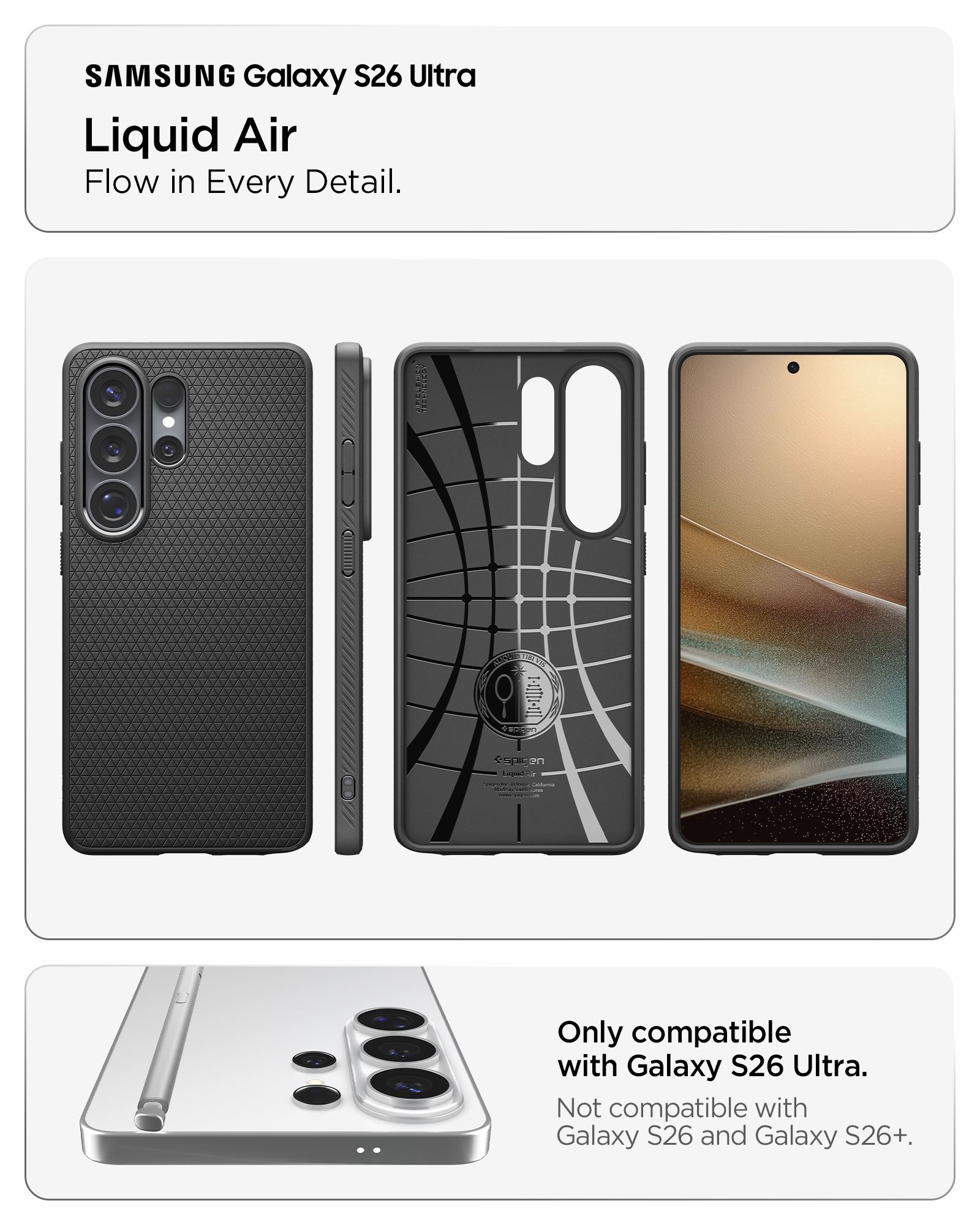 Spigen Liquid Air, matte black - Samsung Galaxy S26 Ultra (16)