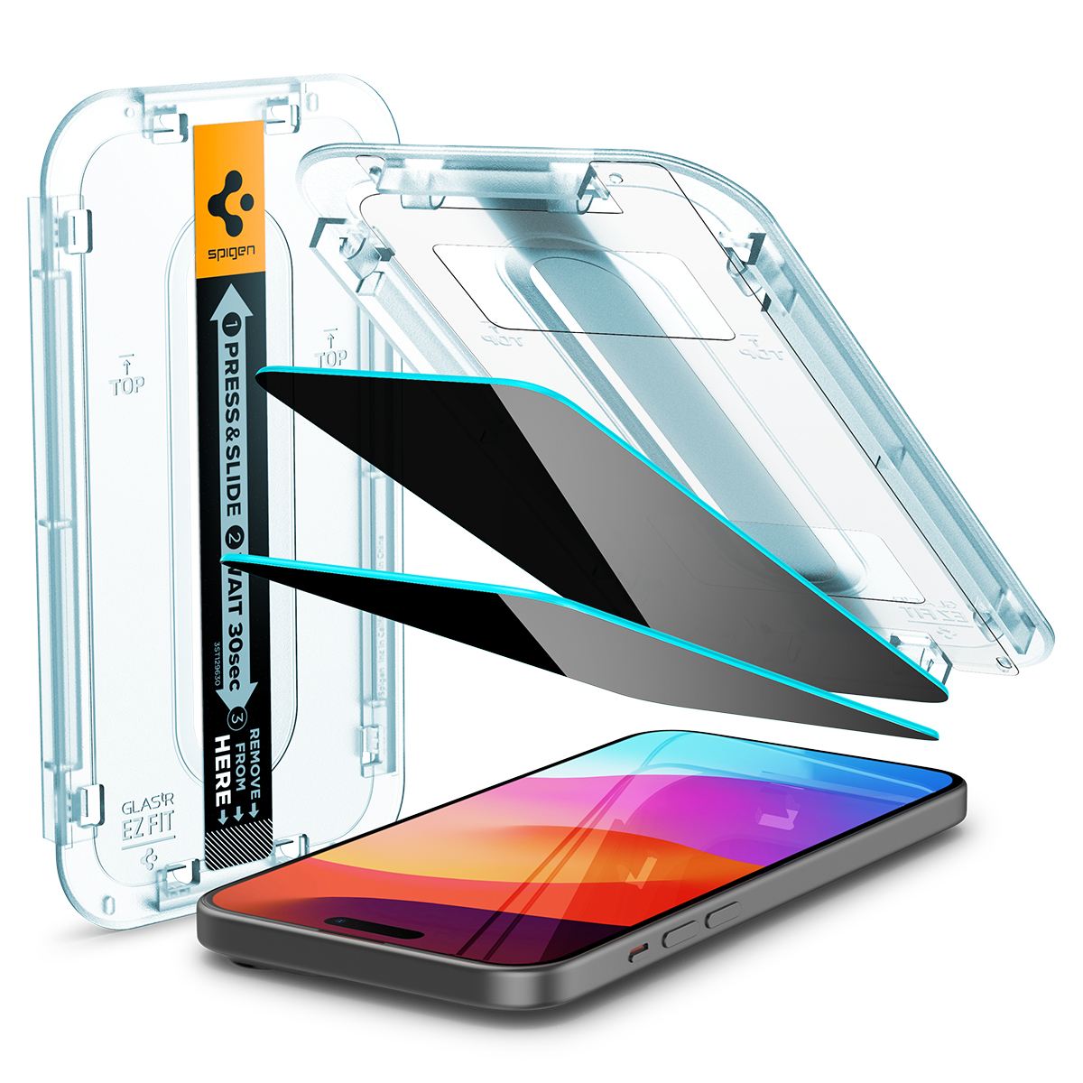 Spigen Glass tR EZ Fit (Privacy) 2 Pack, transparency - iPhone 16/15 Plus
