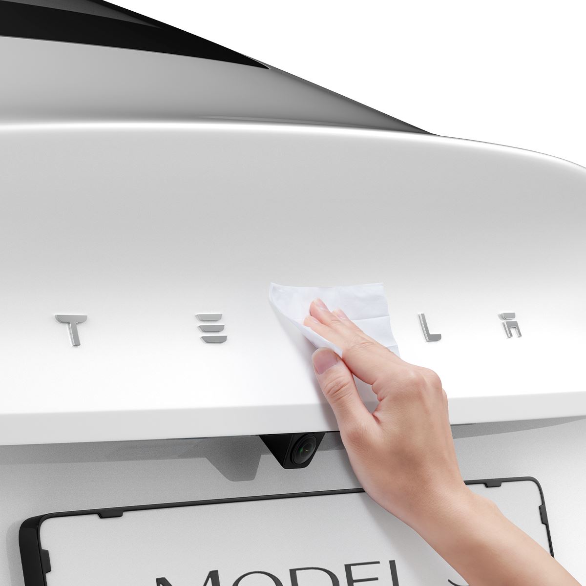Spigen Tesla Rear Emblem Logo Full Cover, carbon - Tesla Model 3 2024 (5)