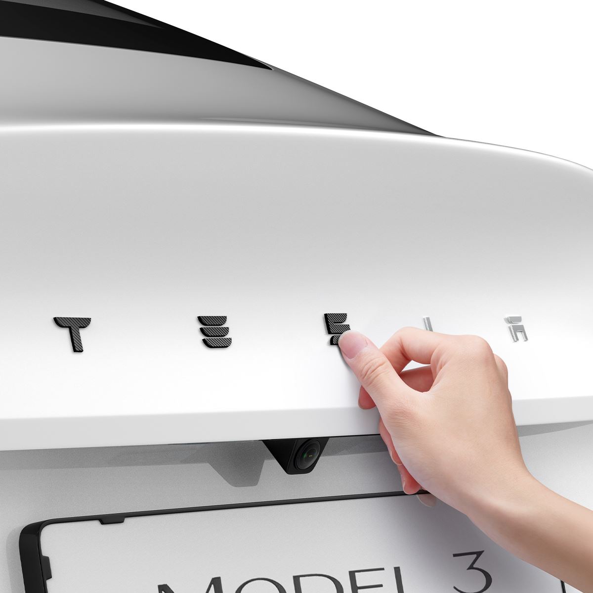 Spigen Tesla Rear Emblem Logo Full Cover, carbon - Tesla Model 3 2024 (7)