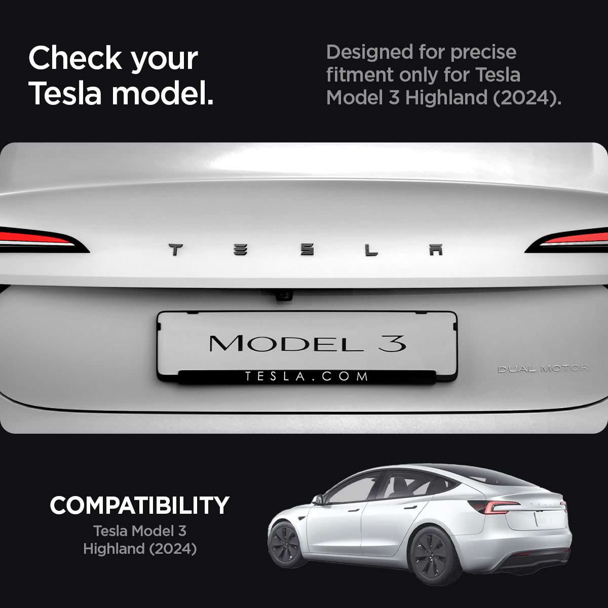 Spigen Tesla Rear Emblem Logo Full Cover, carbon - Tesla Model 3 2024 (8)