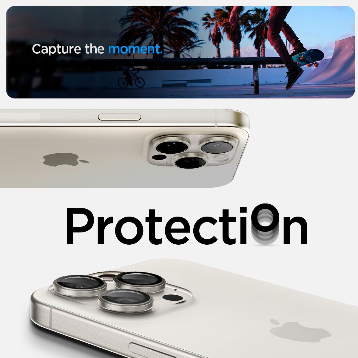 Spigen Glass tR EZ Fit Optik Pro 2 Pack, white tita - iPhone 17/16/15 Pro / 17/16/15 Pro Max (7)