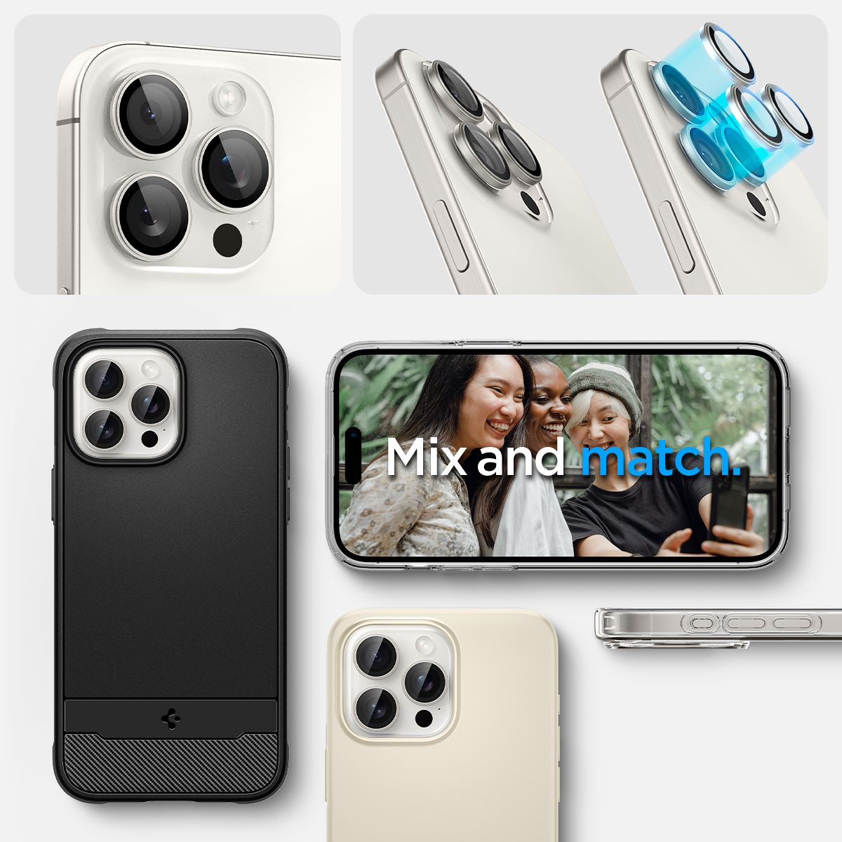 Spigen Glass tR EZ Fit Optik Pro 2 Pack, white tita - iPhone 17/16/15 Pro / 17/16/15 Pro Max (9)