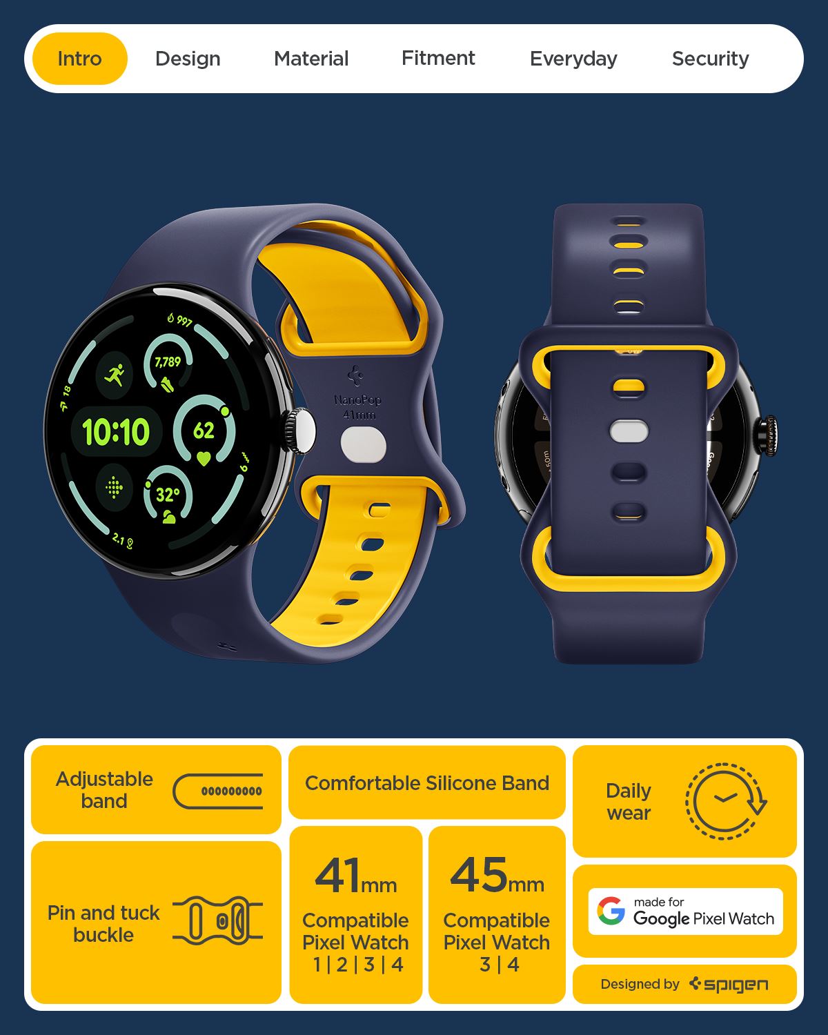 Spigen Nano Pop Band, blueberry navy - Google Pixel Watch 4/3/2/1 41mm (11)