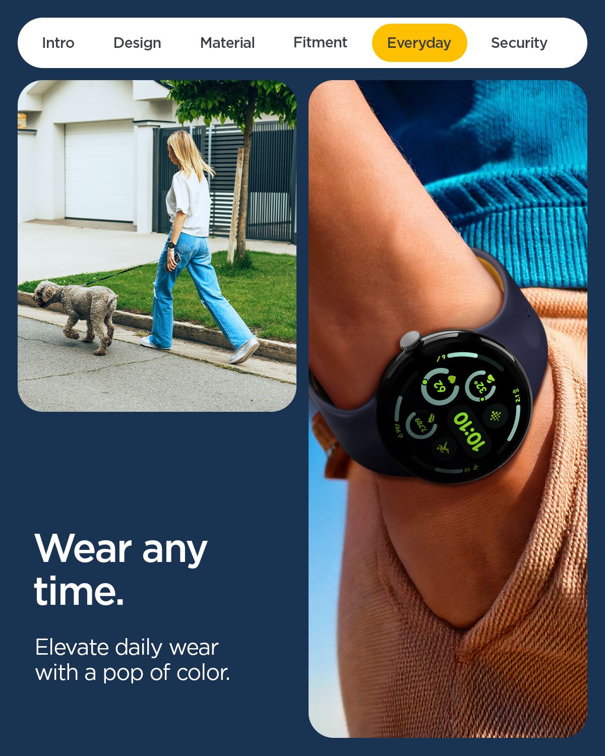 Spigen Nano Pop Band, blueberry navy - Google Pixel Watch 4/3/2/1 41mm (15)