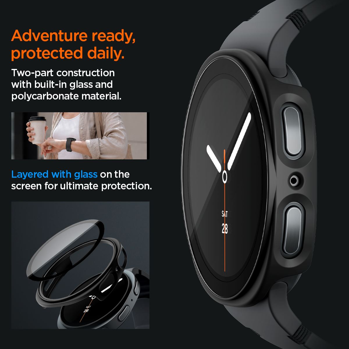 Spigen Thin Fit 360, black - Samsung Galaxy Watch 9/8 40mm (16)