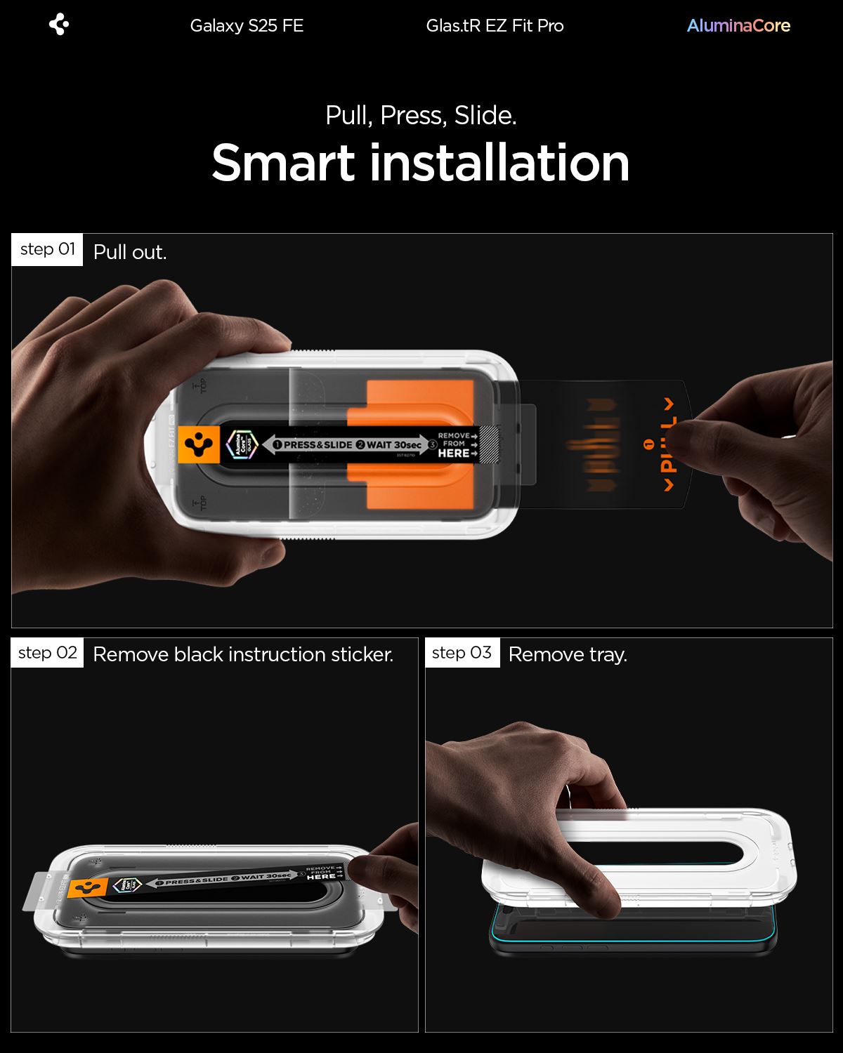 Spigen Glass tR EZ Fit Pro HD 1 Pack, transparency - Samsung Galaxy S25 FE (14)