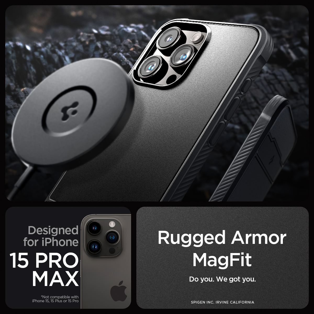 Spigen Rugged Armor MagSafe, matte black - iPhone 15 Pro Max (11)