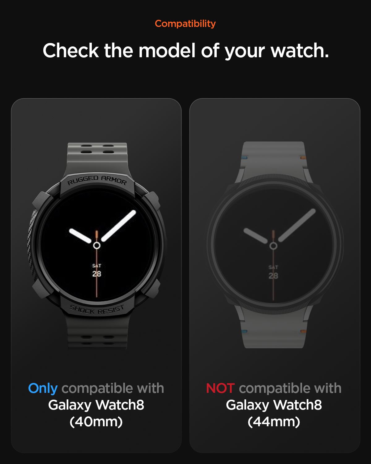 Spigen Rugged Armor, matte black - Samsung Galaxy Watch 8 (40mm) (12)
