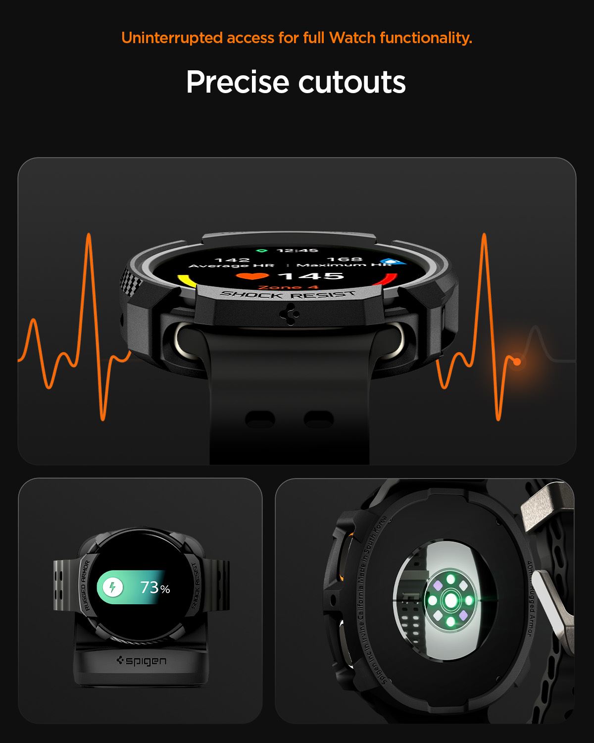 Spigen Rugged Armor, matte black - Samsung Galaxy Watch 8 (40mm) (16)