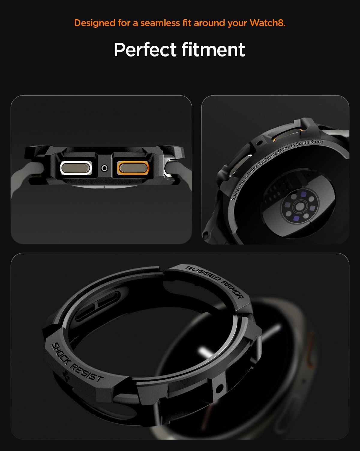 Spigen Rugged Armor, matte black - Samsung Galaxy Watch 8 (40mm) (17)