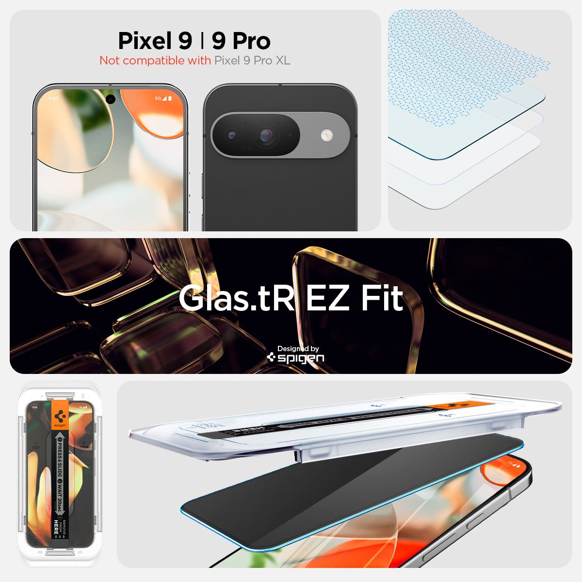Spigen Glass tR EZ Fit (Privacy) 2 Pack - Google Pixel 9 Pro/9 (7)