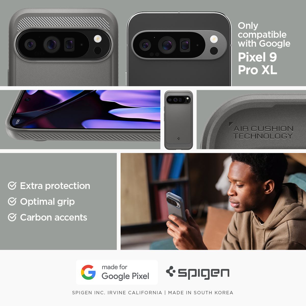 Spigen Rugged Armor, marble gray - Google Pixel 9 Pro XL (11)