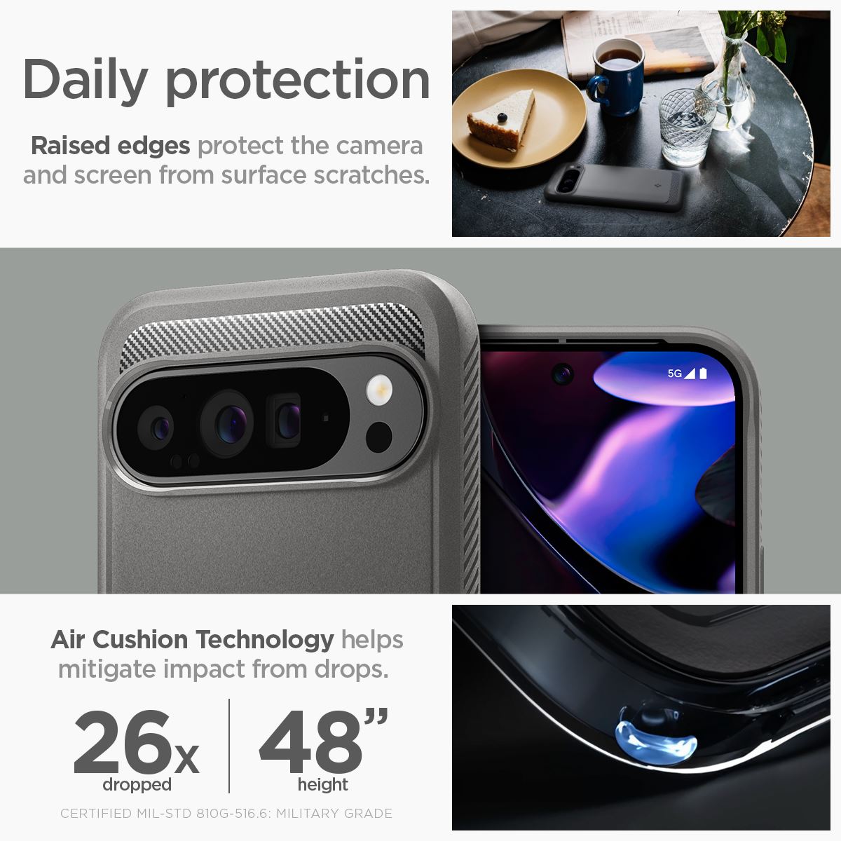 Spigen Rugged Armor, marble gray - Google Pixel 9 Pro XL (13)