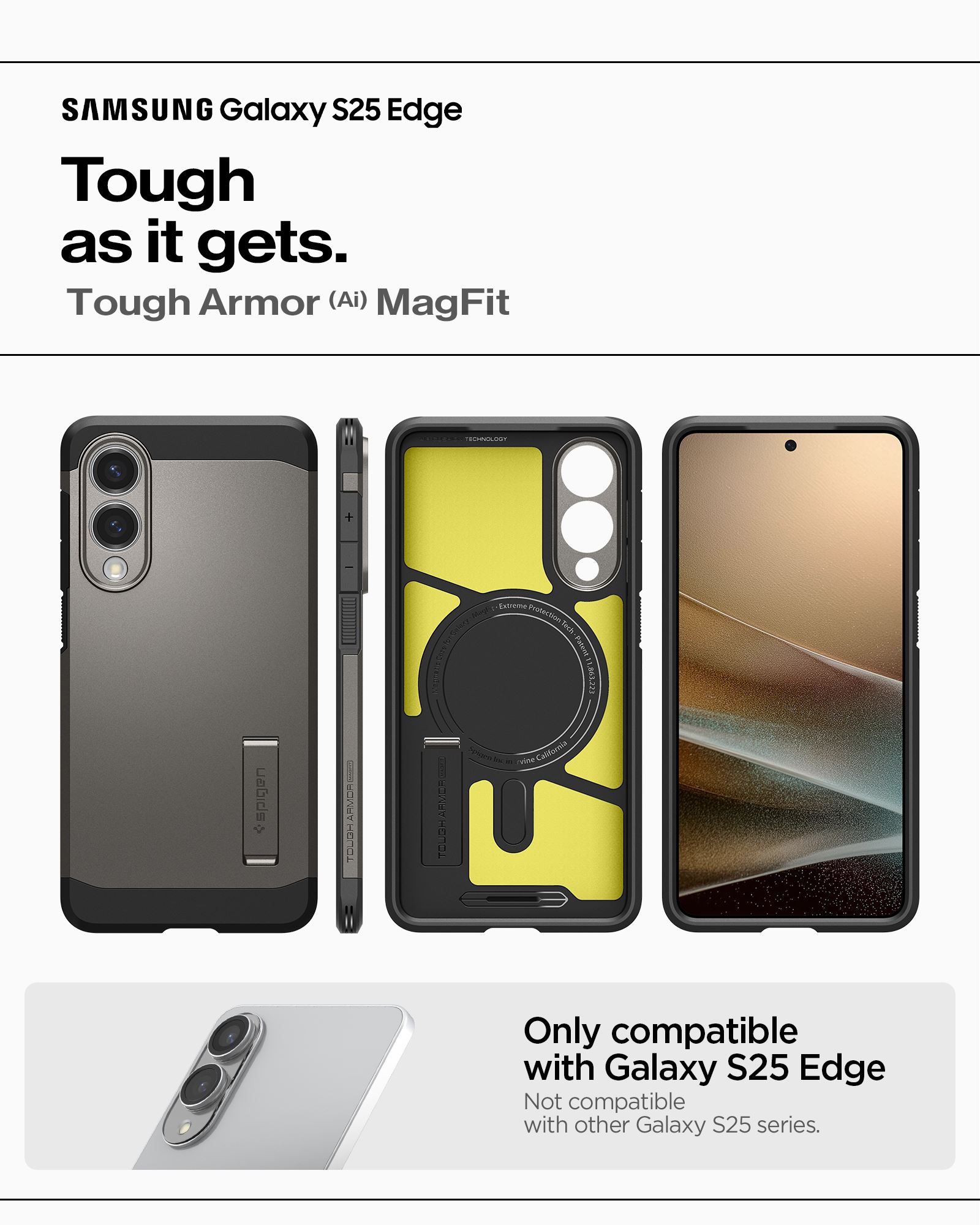 Spigen Tough Armor MagSafe, gunmetal - Samsung Galaxy S25 Edge (10)