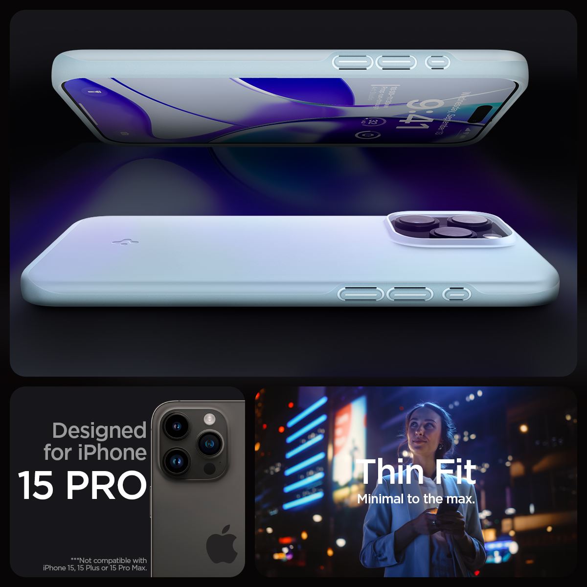 Spigen Thin Fit, mute blue - iPhone 15 Pro (12)