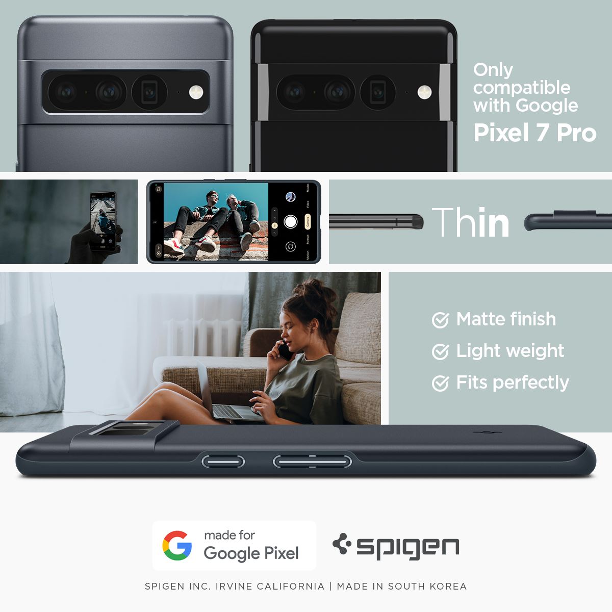 Spigen Thin Fit, metal slate - Google Pixel 7 Pro (12)