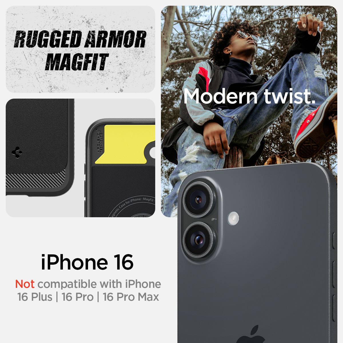 Spigen Rugged Armor MagSafe, matte black - iPhone 16 (8)