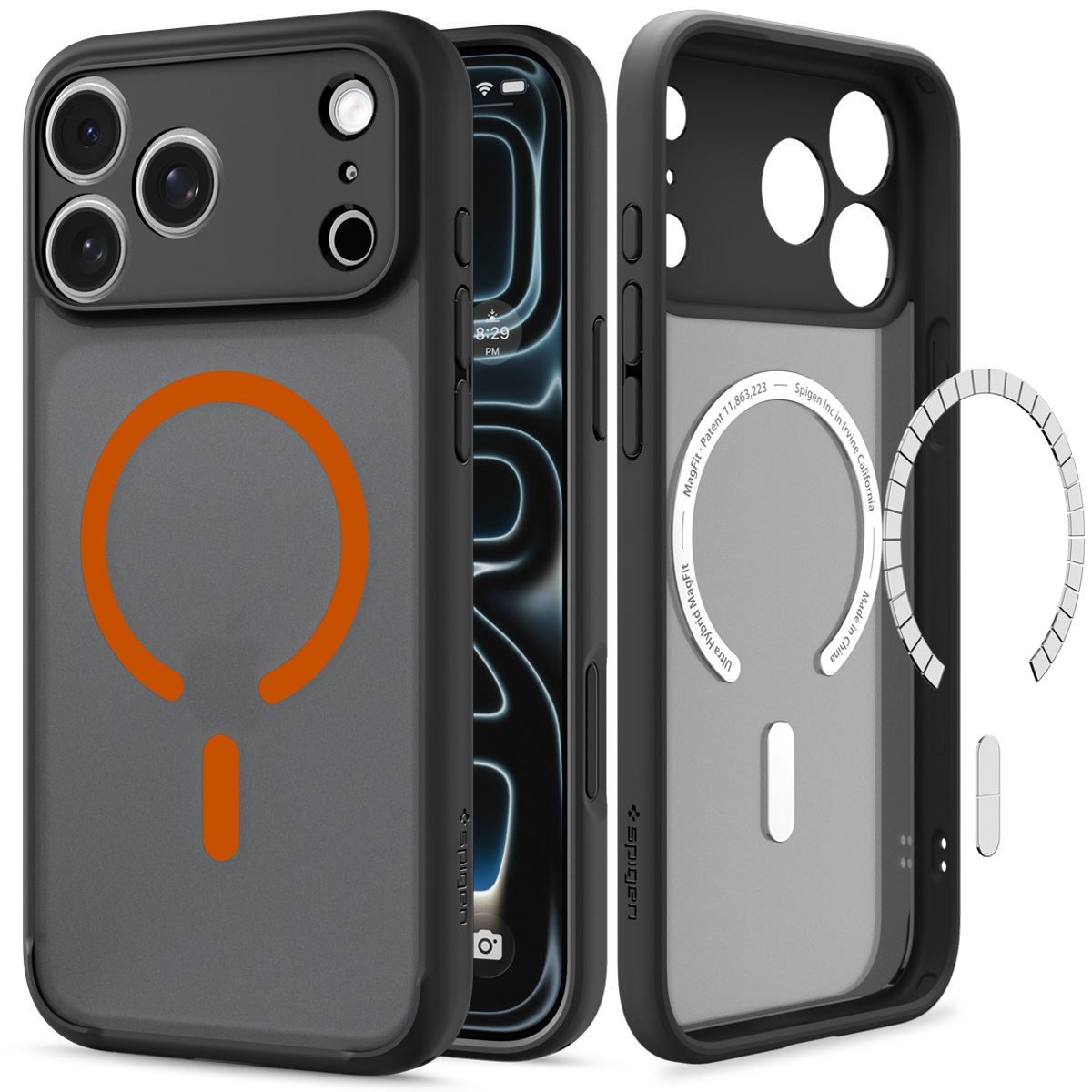Spigen Ultra Hybrid MagSafe, frost black orange - iPhone 18 Pro/17 Pro