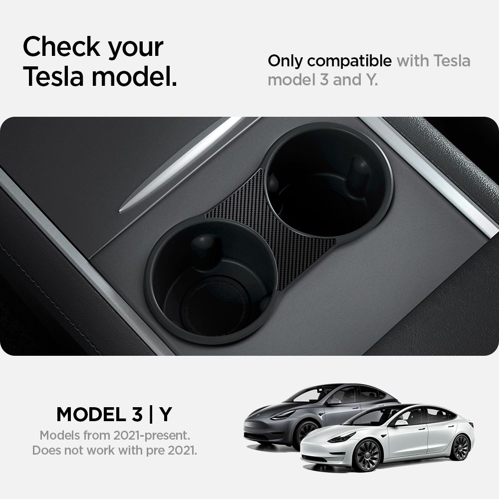 Spigen Tesla Center Console Cup Holder Insert (2021/2022), black - Model Y/3 (10)