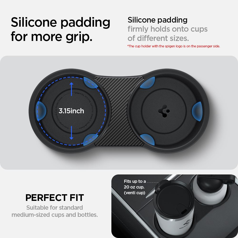 Spigen Tesla Center Console Cup Holder Insert (2021/2022), black - Model Y/3 (11)