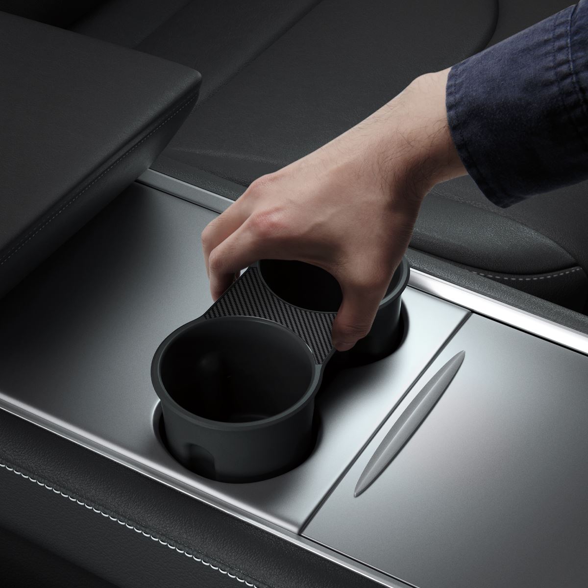 Spigen Tesla Center Console Cup Holder Insert (2021/2022), black - Model Y/3 (7)