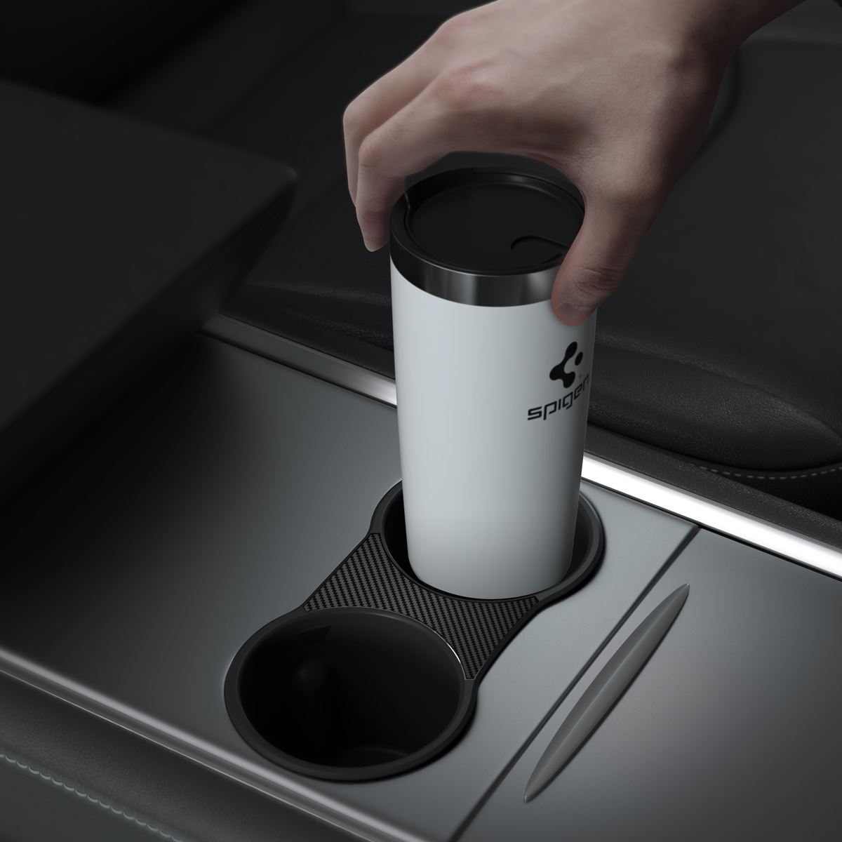 Spigen Tesla Center Console Cup Holder Insert (2021/2022), black - Model Y/3 (9)