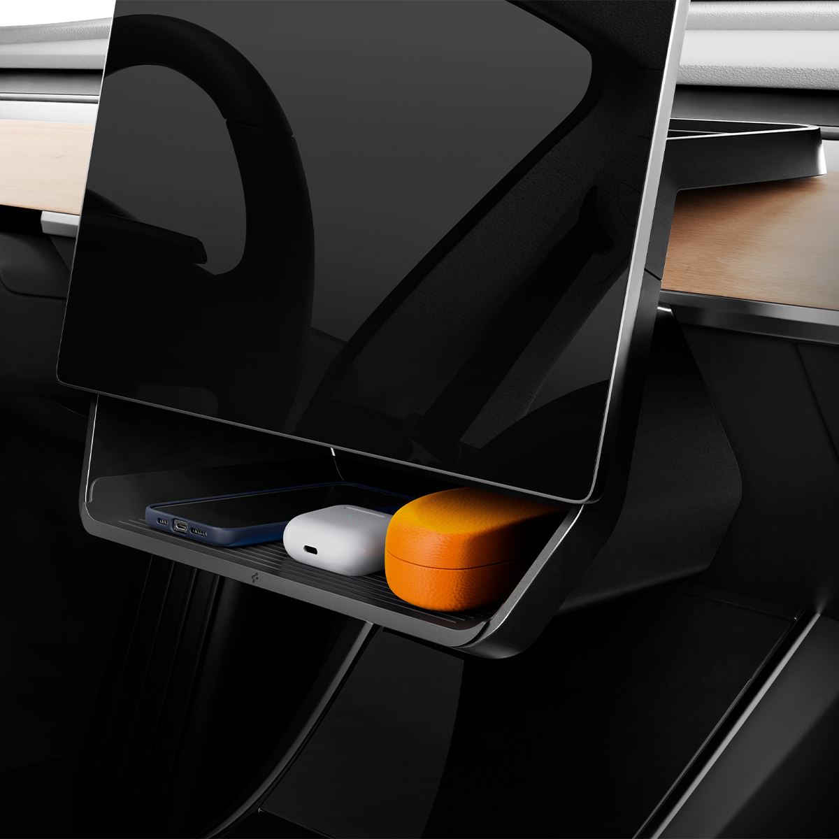 Spigen Tesla Under Screen Storage Organizer, black - Tesla Model Y/3  (8)